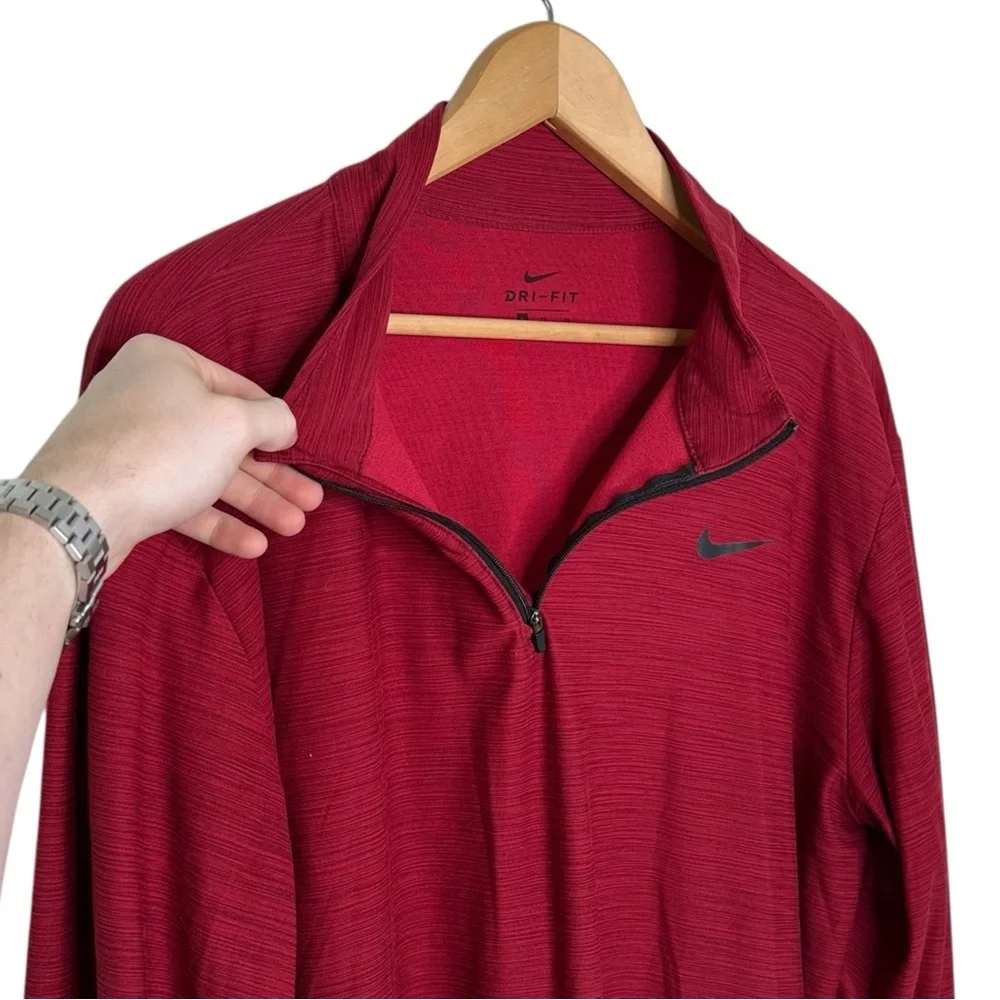 Nike Dri-Fit Quarter Zip Red Pullover Top - Picture 4 of 7